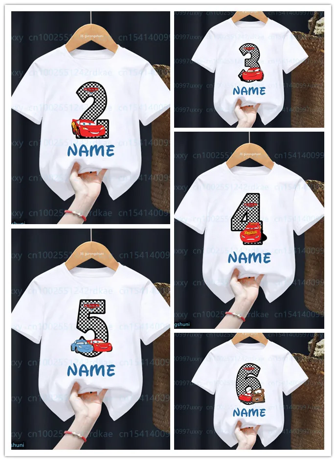 Top Trends: T-Shirt For Boys Funny Car Birthday Number Print 1-9th Custom Name For Children&#039;S Birthday Gift Clothing Tshirt Cute Kids Tshirt Shoppable Styles