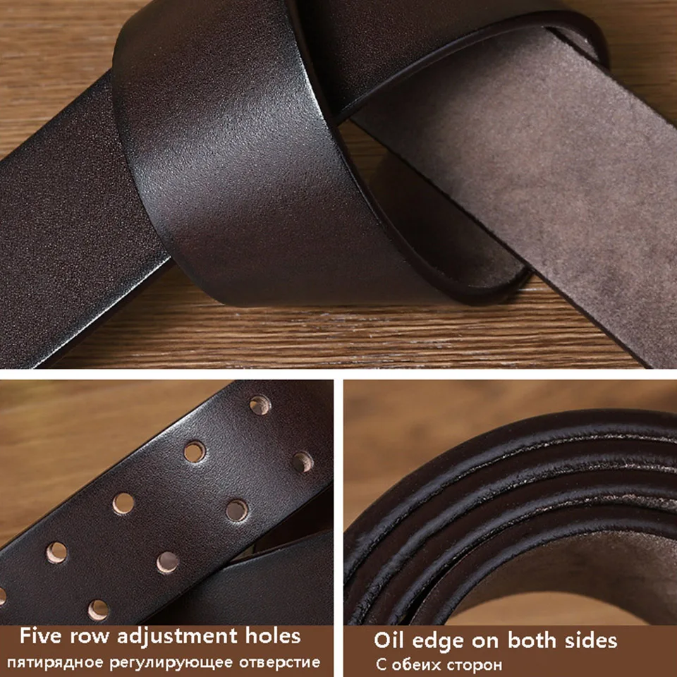 Top Trends: 4.3cm Widened Double Needle Buckle Cowhide Leather Belt For Men's Genuine Leather Korean Youth Business Travel Versatile Belt Shoppable Styles - Image 6