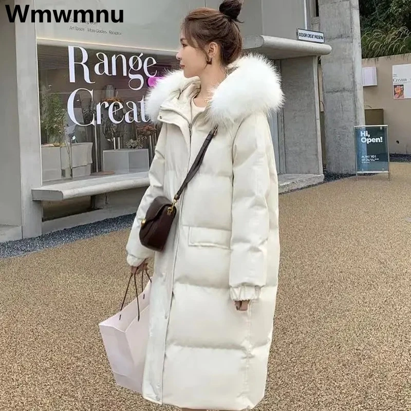 Top Trends: Hooded Fur Collar Cotton Padded Parkas Warm Oversize 85kg Mid-length Jacket Thicken Winter Korean Coat Women Snow Wear Overcoat Shoppable Styles