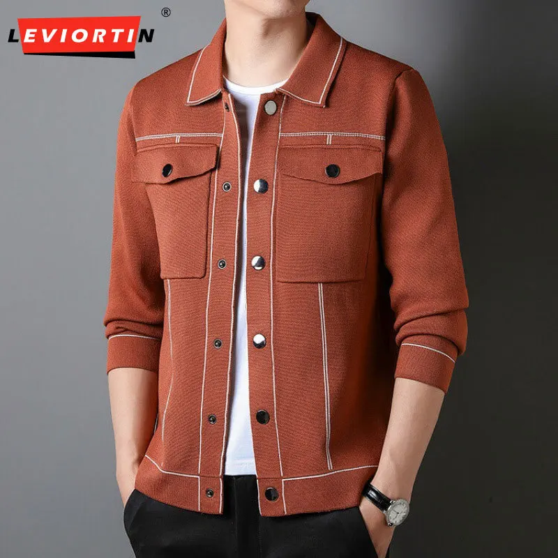 Top Trends: 2023 Men&#039;s Autumn / Winter Knitted Cardigan Color Contrast Design Sweater Men&#039;s Clothing Lapel Casual Knitted Cardigan S-4XL Shoppable Styles