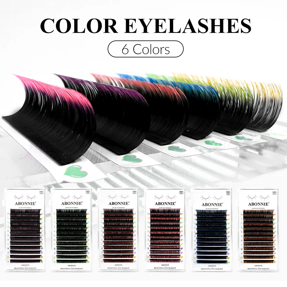 Top Trends: ABONNIE New Gradient Red Green Blue Purple Color Eyelash Extension Individual Faux Mink Ombre False Eye Colored Lashes Shoppable Styles