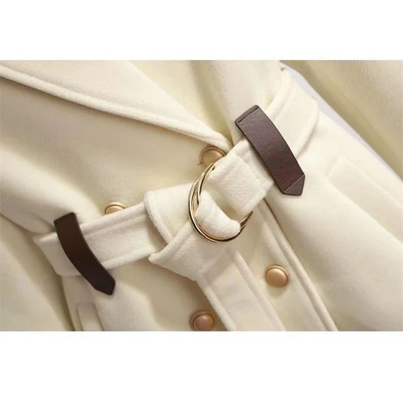 Top Trends: 2023 New Autumn And Winter Wool Jacket Womens Clothing Woolen Coats Slim Belt Elegant Long Coat Female Beige Black Outerwear Shoppable Styles - Image 6