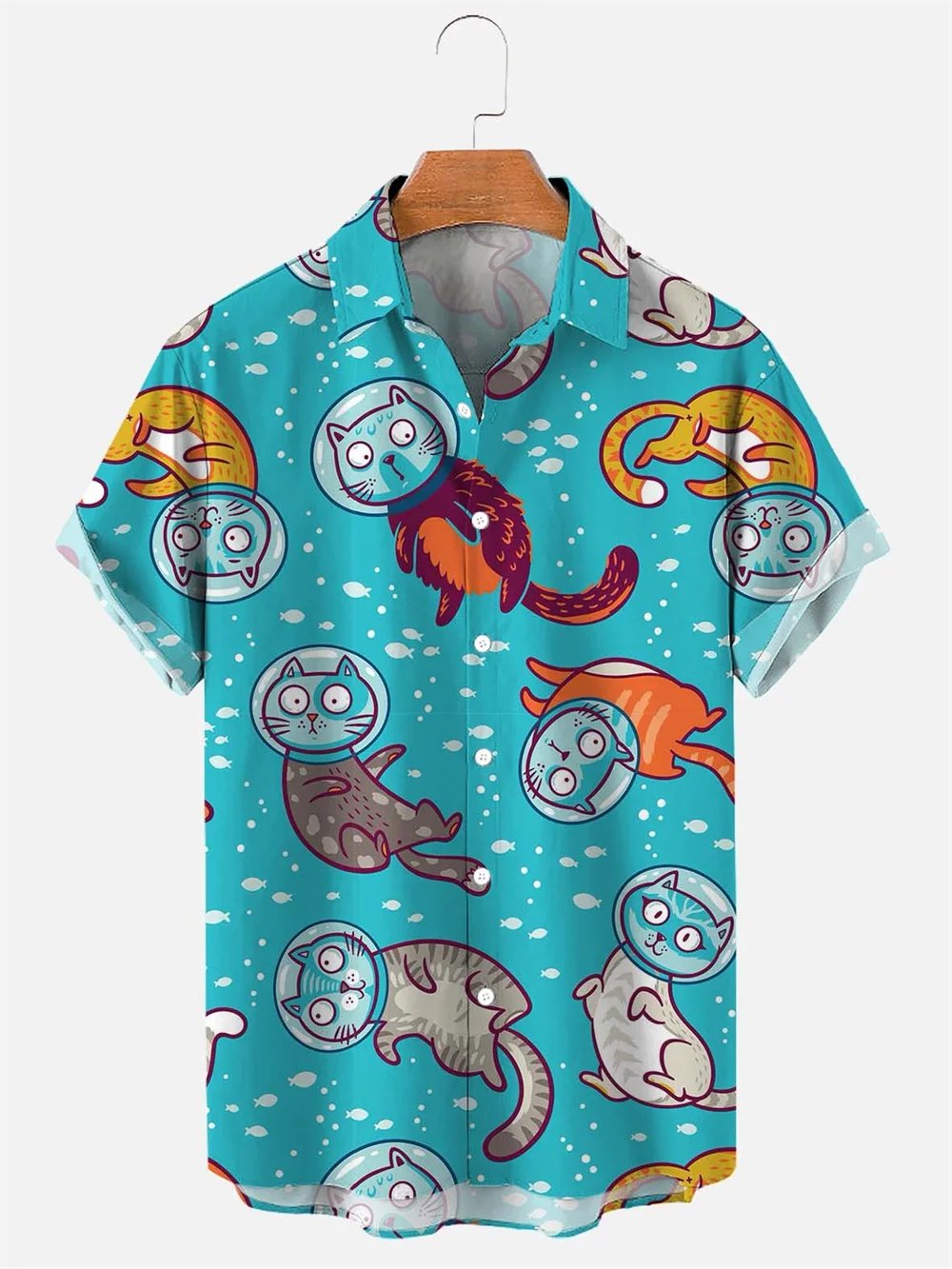 Top Trends: 2022 3d Lapel Hawaiian Shirt Man Casual Short Sleeve Anime Shirts Cartoon Men&#039;s Shirt Summer Men Clothes Street Retro Animal Cat Shoppable Styles