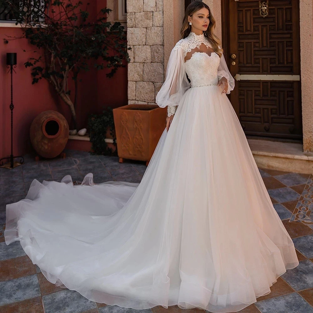 Top Trends: TIXLEAR Luxury Ball Gown Wedding Dress Bride 2024 Puff Sleeve Princess Lace Tulle Sweetheart Chapel Train Bridal Gown Váy Cưới Shoppable Styles