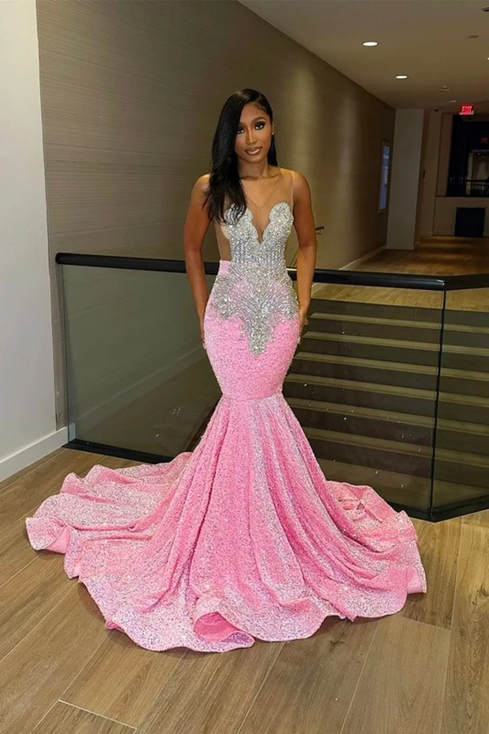 Top Trends: Luxury Pink Sequin Mermaid Long Prom 2023 For Black Girl Beads Crystals Birthday Party Gowns Formal Evening Dress فساتين السهرة Shoppable Styles