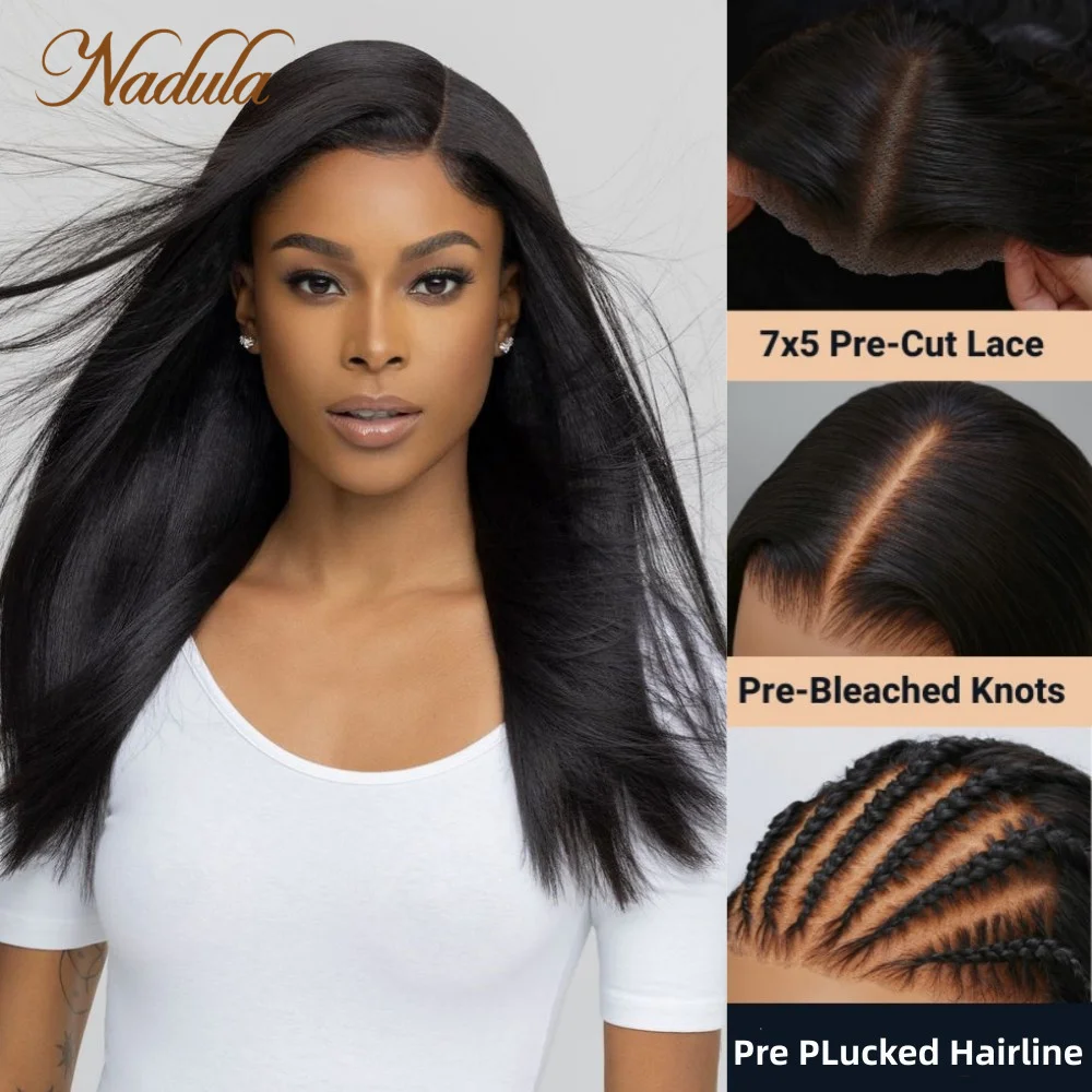 Top Trends: Nadula Hair 7x5 Bye Bye Knots Wig Pre Cut Lace Closure Wig Straight Wear Go Gluless Wig Pre-plucked Hairline Shoppable Styles