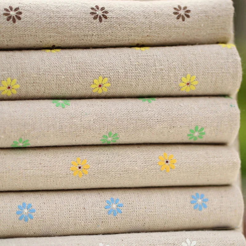 Top Trends: Cotton Linen Fabric Little Daisy Cloth Tablecloth Cartoon Extra Thick Linen Curtain Pillow Sofa Door Hanging Cloth Shoppable Styles