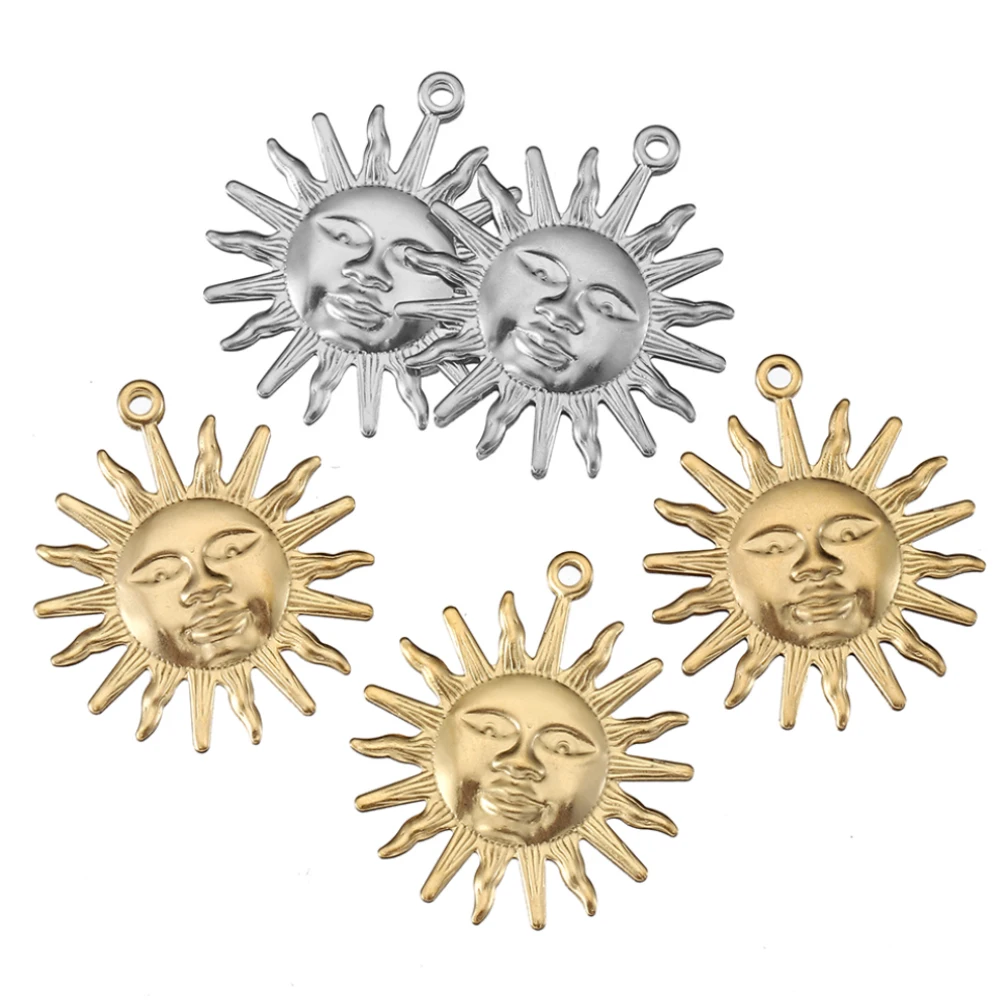 Top Trends: 10pcs Stainless Steel Casting Sun Charms Sunburst Pendants For Necklace Handmade Earring Bracelet DIY Jewelry Making Components Shoppable Styles