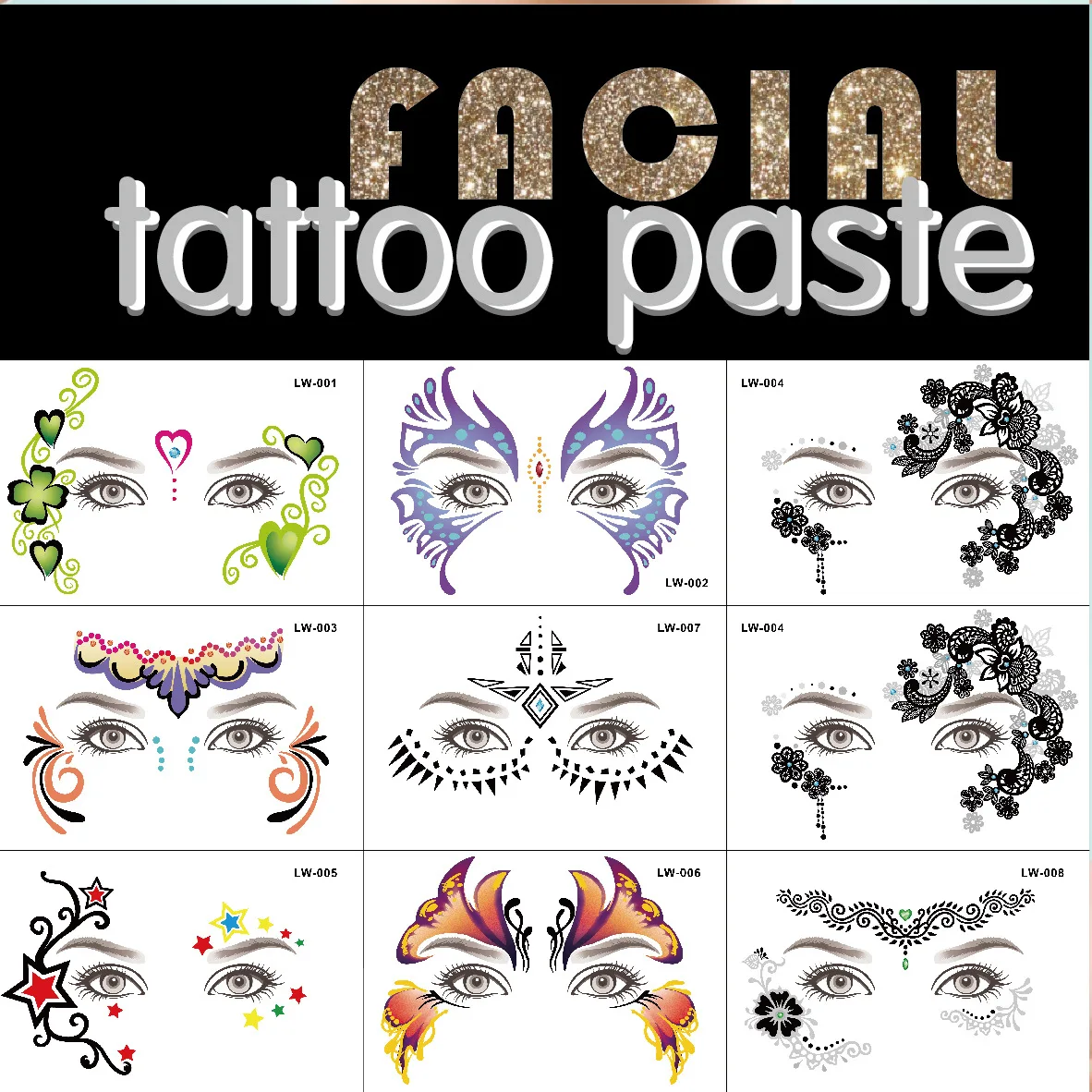 Top Trends: 8 Halloween Face Stickers Eyebrow Eye Temporary Tattoo Stickers Makeup Face Facial Dress Up Tattoo Stickers Waterproof Shoppable Styles