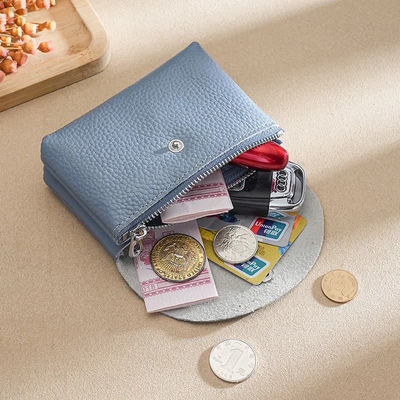 Top Trends: Genuine Leather Card Wallet Short Multi-card Card Holder Money Credit Card Cover Mini Coin Purse For Women Zipper Card Holder Shoppable Styles