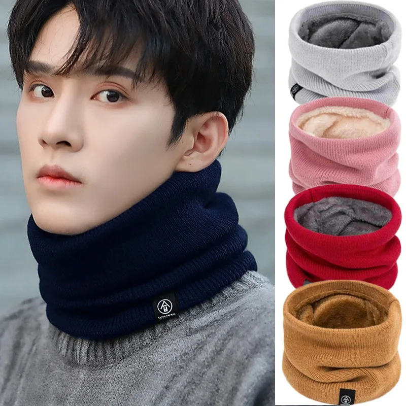 Top Trends: Winter Scarf Women Men Solid Knitting Collar Thick Warm Velveted Ring Scarves Neck Warmer High Quality Allmatch Muffler Ski Mask Shoppable Styles