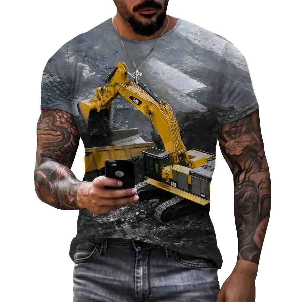 Top Trends: New Heavy Equipment Tractor Excavator 3d Printing T-shirt Men's Children's Summer Outdoor Leisure Harajuku Style Sports Thin Top Shoppable Styles