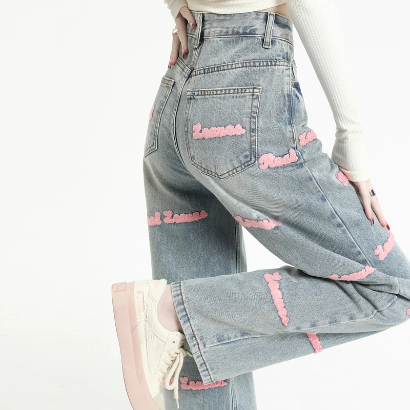 Top Trends: High Waisted Straight Jeans For Y2k Women Streetwear Summer Korean Dongdaemun 2023 Femme Pants Baggy Blue Denim Trousers Vintage Shoppable Styles - Image 4