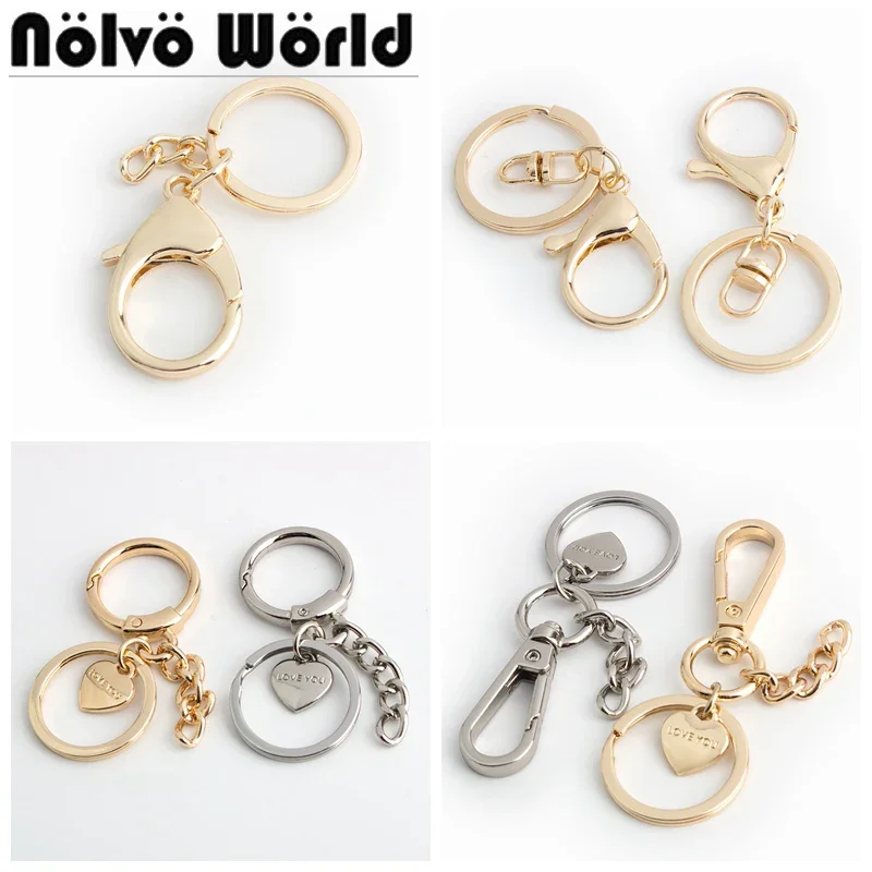 Top Trends: 10-50pcs 4 Styles Key Split Chain Rings Luxury Fob Metal, Key Charm Pendant LOVE YOU Lobster Clasp Key Hook Chain Shoppable Styles