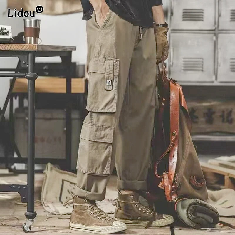 Top Trends: 2023 New Spring And Autumn Fashion Handsome Trendy Men&#039;s Simple High Waist Straight Tube Casual Loose Oversized Workwear Pants Shoppable Styles