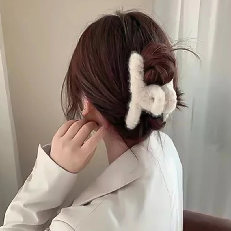 Top Trends: Faux Fur Hair Claw Clip For Women Girls Korean Headwear New Fashion Plush Hairpin Crab Barrette Hair Accessories Shoppable Styles - Image 2