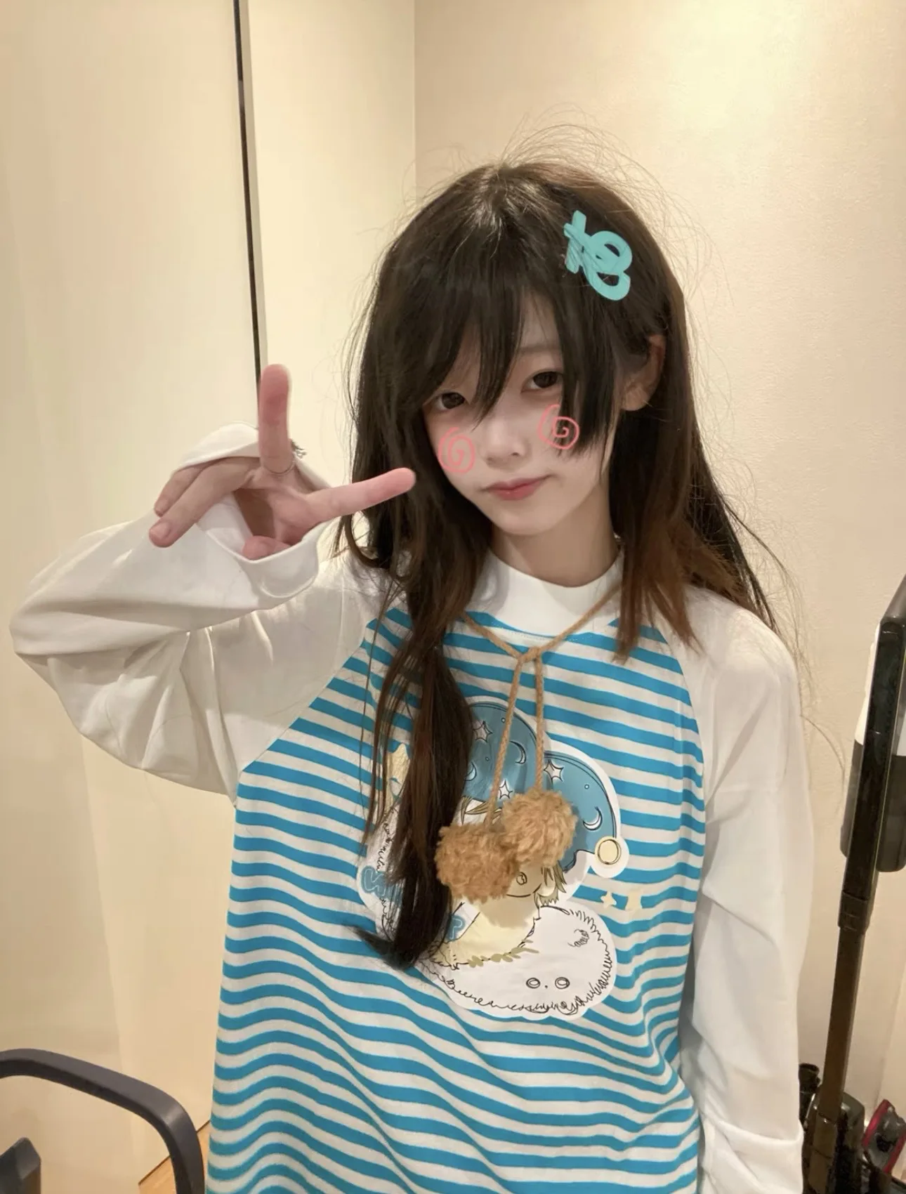 Top Trends: HOUZHOU Y2k Harajuku Kawaii Hoodie Women Japanese Fashion Patchwork Cartoon Print Striped Loose Sweatshirt Soft Girl Autumn 2023 Shoppable Styles