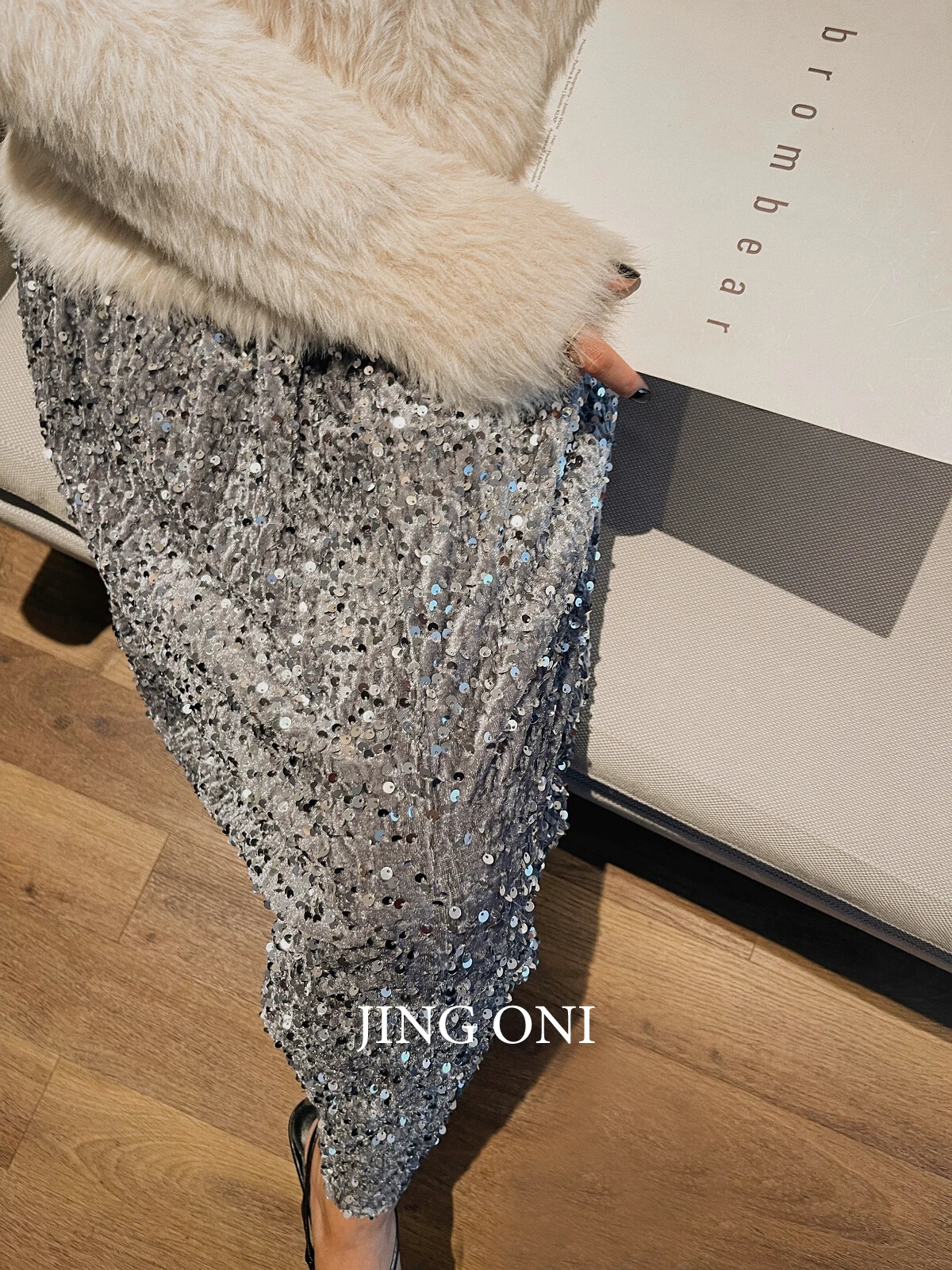 Top Trends: Sequin Skirts Dress Y2k Woman Clothing 2023 Autumn Korean Style Fashion Vintage High Waist Tulle Long Elegant Wrap Sexy Gothic Shoppable Styles