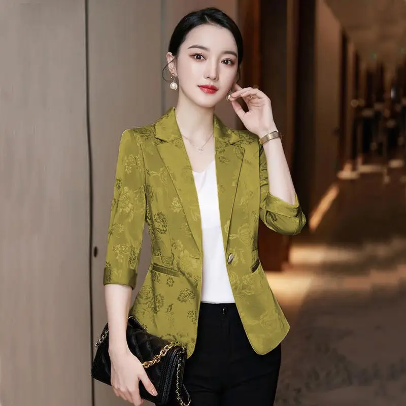 Top Trends: Solid Color Notched Slim New Fashion Long Sleeved Blazer Top Spring Summer Pockets Office Lady Business Women's Clothing 2023 Shoppable Styles - Image 3