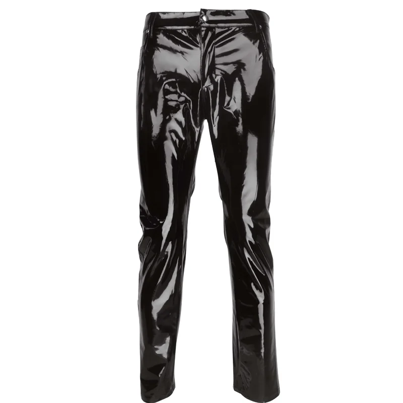 Top Trends: Black Party Stage Performance Slim Fit Biker Faux Leather Pants Shiny PVC Latex Trousers Fashion Motorcycle Mens Pants Shoppable Styles