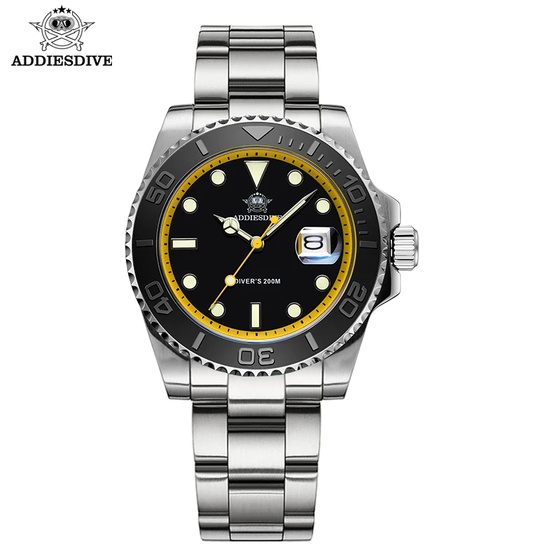 Top Trends: ADDIESDIVE Quartz Steel Watches AD2040 BGW9 Super Luminous 316L Stainless Steel 200M WaterproofMen's Watch Shoppable Styles - Image 3