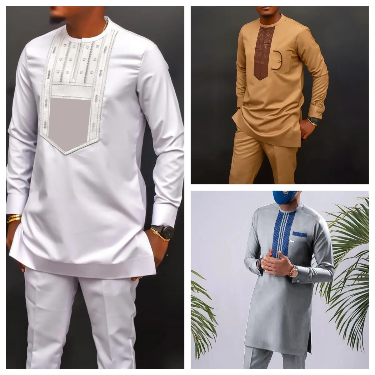 Top Trends: 2024 Summer Men's Suit African Ethnic Casual Style 2-Piece Sets Printed Long Sleeve Top Pants Gentleman Fashion Clothes Outfits Shoppable Styles