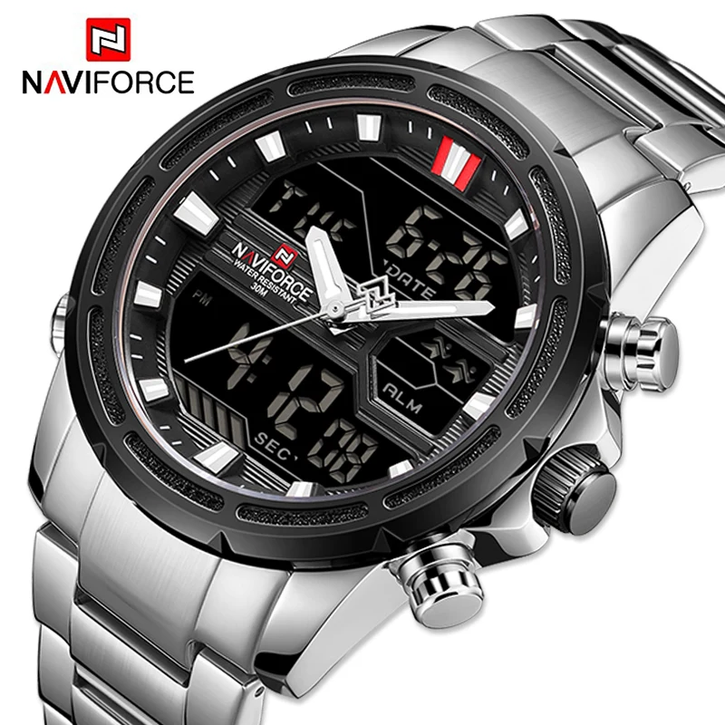 Top Trends: NAVIFORCE Watches For Men Luxury Brand Digital Chronograph Sport Quartz Wristwatch Waterproof Military Steel Band Luminous Clock Shoppable Styles