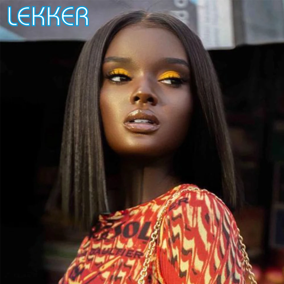 Top Trends: Lekker Yaki Straight Bob 13x6x1 Middle Part Lace Front Human Hair Wigs For Women Kinky Straight Brazilian Remy Hair Glueless Wig Shoppable Styles