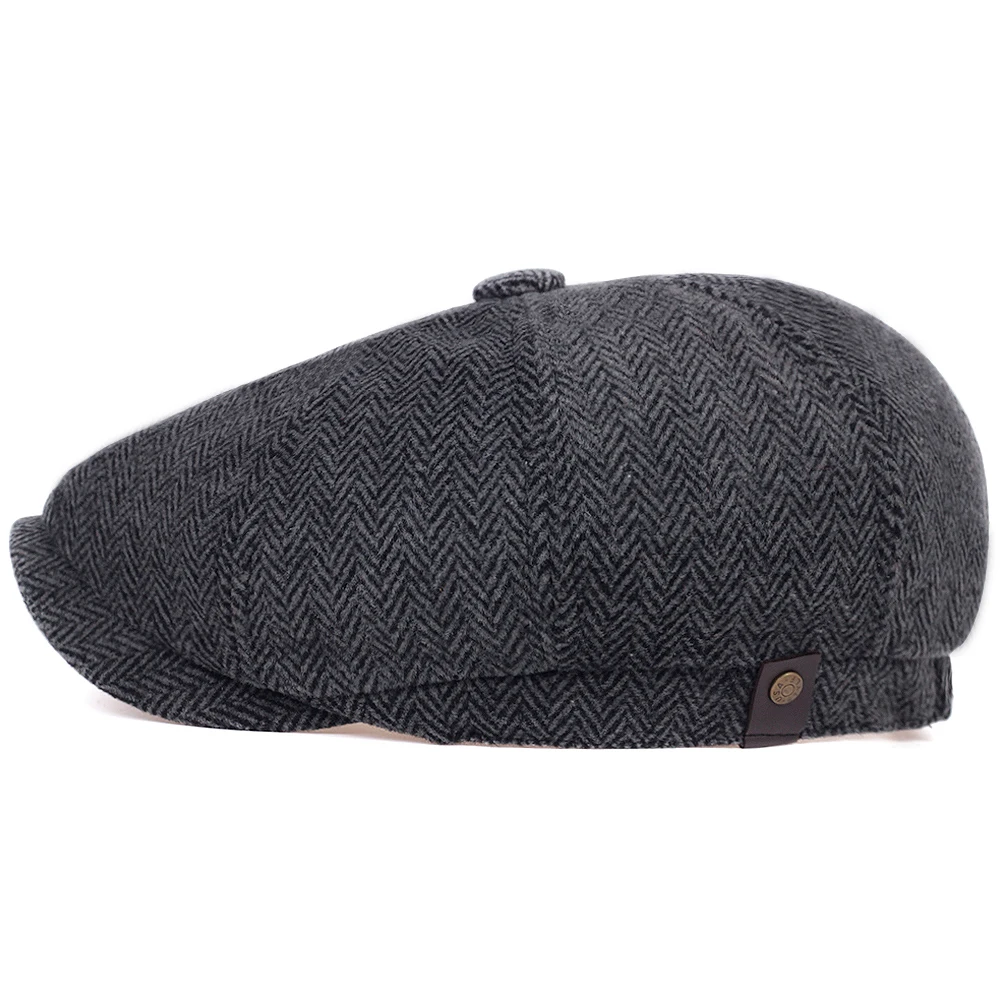 Top Trends: Men Women Wool Newsboy Caps Herringbone Flat Caps Coffee British Gatsby Caps Autumn Winter Warm Woolen Hats Gorras Shoppable Styles - Image 2