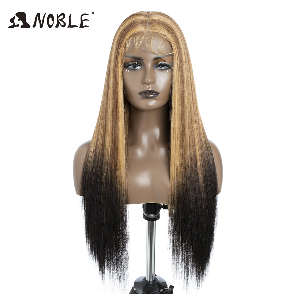 Top Trends: Noble Cosplay Synthetic Lace Front Wig 30Inch 13X7 Straight Lace Wig Blonde Ombre Glueless Wigs For Women Lace Wig Synthetic Shoppable Styles