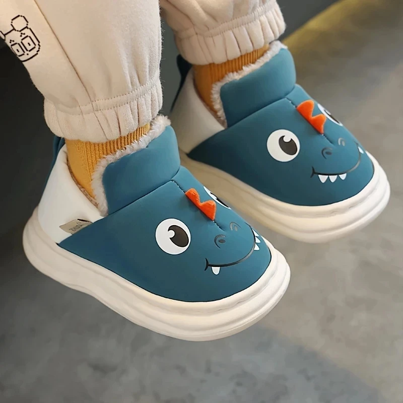 Top Trends: Cute Home Slipper For Children Kawaii Dinosaur Cartoon Cheap Sandals For Boy Girls Winter Child Indoor Slipper Baby Cotton Shoes Shoppable Styles