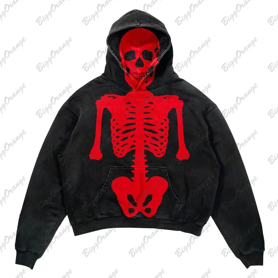 Top Trends: Y2K New Hooded Dark Skeleton White Bone Sweater Hooded Fir Street Loose Hip-hop 3D Printed Men's And Women's Coat Hoodies Shoppable Styles - Image 4