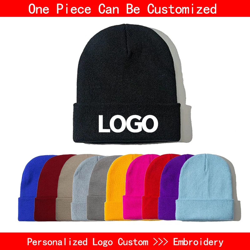 Top Trends: DIY Personalized Embroidered Design Knitted Hat Custom Logo Autumn Winter Warm Beanie Team Customize Stocking Skull Balaclava Shoppable Styles