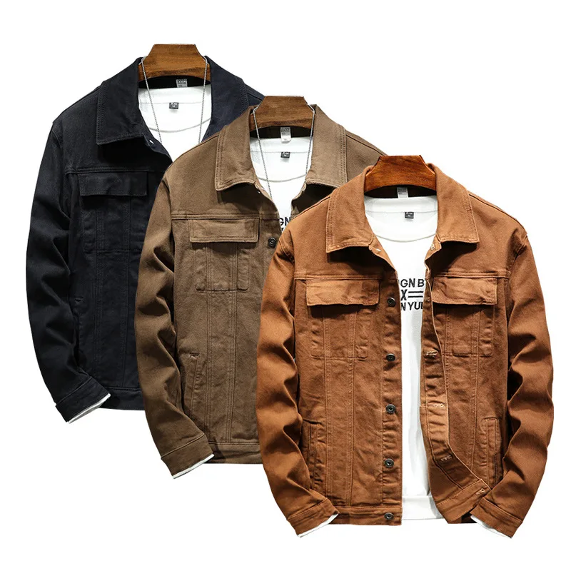 Top Trends: New Men's Denim Jacket Autumn Solid Colour Slim Denim Jacket Shoppable Styles - Image 5