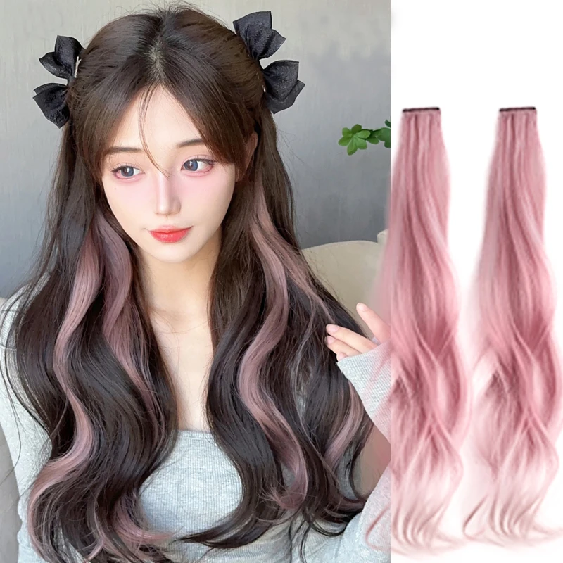 Top Trends: Long Curly Hair Color Hair Piece Hair Extensions Clip In Highlight Rainbow Hair Streak Pink Synthetic Hair Strands On Clips Shoppable Styles