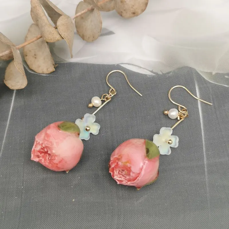 Top Trends: Elegant Immortal Rose Earring For Women Resin Epoxy Natural Flower Earrings Unique Flower Girls Real Floral Jewelry Wholesale Shoppable Styles