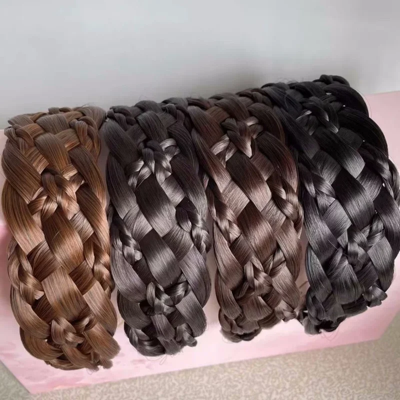 Top Trends: Fashion Twist Wig Headbands For Women Wide Fishbone Braids Hairbands Handmade Head Hoop Hair Styling Headwear Accessories Gift Shoppable Styles