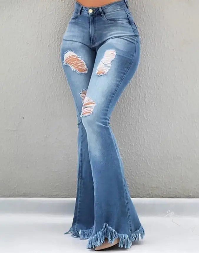 Top Trends: Women's Jeans 2022 Trend Autumn Fashion High Waist Casual Plain Skinny Daily Long Bell-Bottom Jeans Wih Belt Shoppable Styles