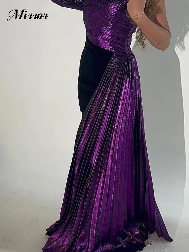 Top Trends: Mirror Dress Elegant Vintage Simple Ruffle Purple One Shoulder Customized Formal Occasion Prom Dress Evening Party Gowns Shoppable Styles