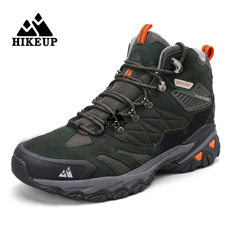 Top Trends: HIKEUP New Men‘s Hiking Shoes Leather Outdoor Sneakers For Men Trekking Boots Male Camping Hunting Mens Tactical Ankle Boots Shoppable Styles