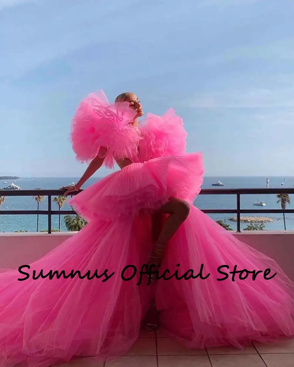 Top Trends: Pink Prom Dresses Deep V Neck High Low Special Occasion Fashion Gowns Backless Sexy Pageant Dress Tiered Tulle Long Prom Gown Shoppable Styles - Image 3