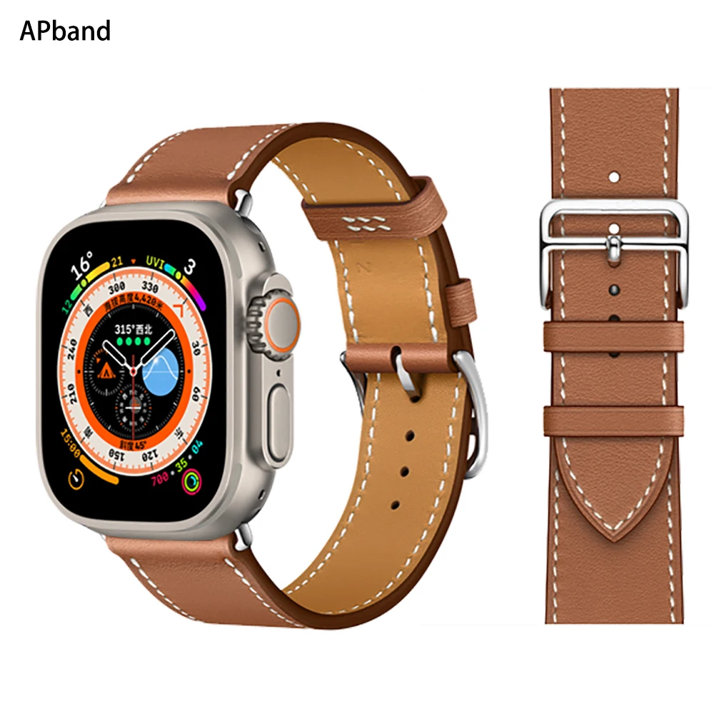 Top Trends: Leather Strap For Apple Watch Band 44mm 45mm 49mm 41mm 40mm Accessorie Wristband Correa Bracelet IWatch Series 5 6 SE 7 8 Ultra Shoppable Styles