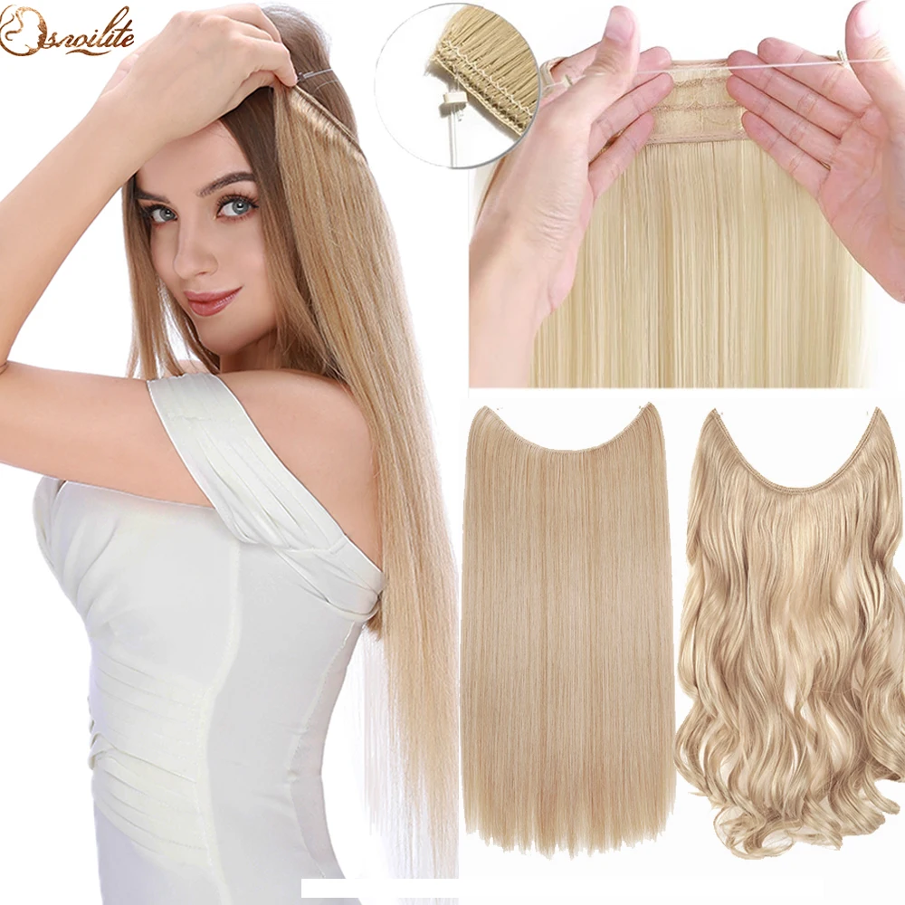 Top Trends: S-noilite 20Inch Synthetic Invisible Wire No Clips In Hair Extensions Fish Line Hairpieces Hair Extensions Fake Hair For Women Shoppable Styles