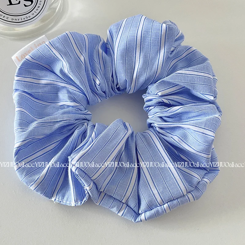 Top Trends: Solid Color French Style Blue Scrunchies For Hair Stripe Hairties For Girls And Women Chic Fashion Hair Accessories Shoppable Styles