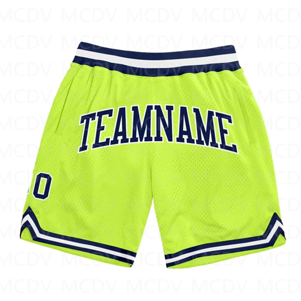 Top Trends: Custom Neon Green Navy-White Authentic Throwback Basketball Shorts 3D All Over Printed Men&#039;s Shorts Quick Drying Beach Shorts Shoppable Styles