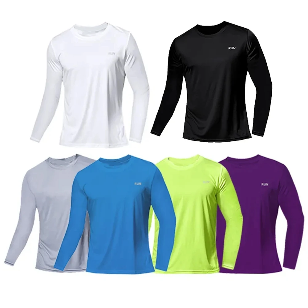 Top Trends: Men&#039;s Quick Dry Long Sleeve Gym Running Moisture Wicking Round Neck T-Shirt Training Exercise Gym Man Clothing Sport Tops Shirt Shoppable Styles