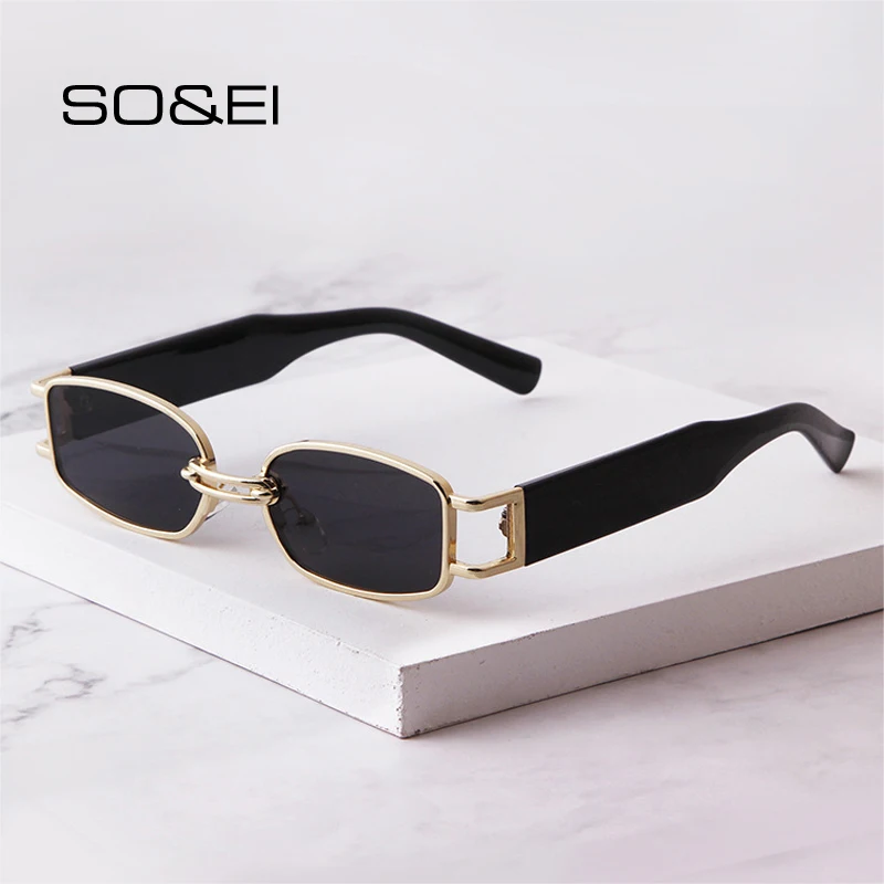 Top Trends: SO&amp;EI Fashion Small Rectangle Women Sunglasses Brand Designer Vintage Square Punk Sun Glasses Men Shades UV400 Clear Eyewear Shoppable Styles