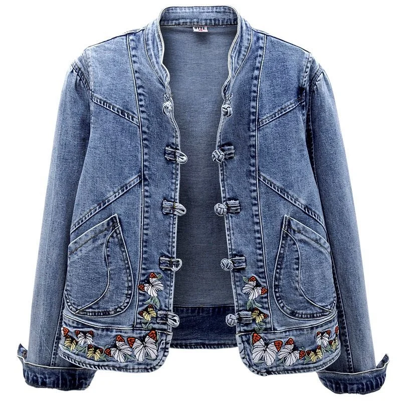 Top Trends: Women Jeans Jacket New Spring Autumn Clothing Embroidered Short Denim Jackets Female Basic Coat Long Sleeve Outerwear 3XL Shoppable Styles