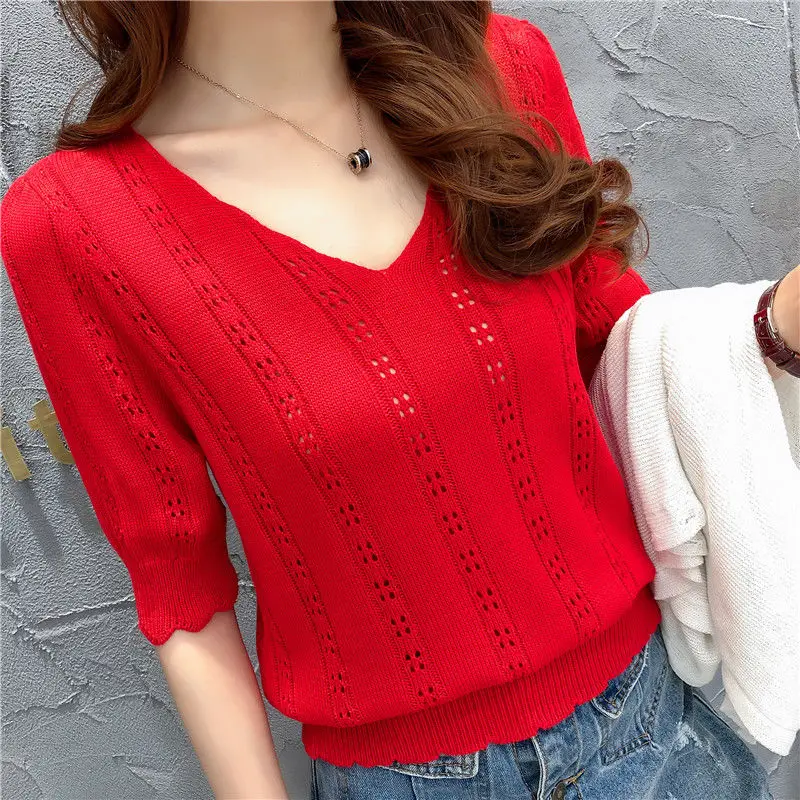 Top Trends: Fashion V-Neck Butterfly Sleeve Hollow Out Blouse Women's Clothing 2023 Summer New Casual Pullovers All-match Sweet Shirt Shoppable Styles