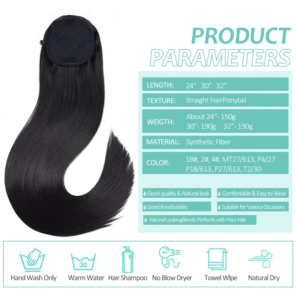 Top Trends: Long Straight Ponytail Drawstring Pony Tail Synthetic 30inch Clip In Hair Extensions For Women Heat Resistant Fake Hair Shoppable Styles - Image 2